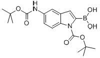 MC39711  1H-Indole-1-carboxylic acid, 2-borono-5-[[(1,1-dimethylethoxy)carbonyl]amino]-, 1-(1,1-dimethylethyl) ester  [913388-66-6]