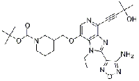 MC87396 (S)-tert-butyl 3-((2-(4-aMino-1,2,5-oxadiazol-3-yl)-1-ethyl-4-(3-hydroxy-3-Methylbut-1-ynyl)-1H-iMidazo[4,5-c]pyridin-7-yloxy)Methyl)piperidine-1-carboxylate 937174-75-9 (S)-tert-butyl 3-((2-(4-aMino-1,2,5-oxadiazol-3-yl)-1-ethyl-4-(3-hydroxy-3-Me