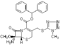 MC48470  7β-氨基-7α-甲氧基-3-[(1-甲基-1H-四唑-5-基)硫甲基]-3-头孢烯-4-羧酸二苯甲酯  [56610-72-1]