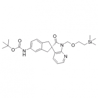 MC87546 Carbamic acid, N-[(2S)-1,1',2',3-tetrahydro-2'-oxo-1'-[[2-(trimethylsilyl)ethoxy]methyl]spiro[2H-indene-2,3'-[3H]pyrrolo[2,3-b]pyridin]-5-yl]-, 1,1-dimethylethyl ester 957121-35-6 Carbamic acid, N-[(2S)-1,1',2',3-tetrahydro-2'-oxo-1'-[[2-(trimethy