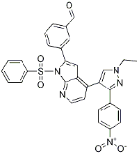 MC87443 3-[4-[1-Ethyl-3-(4-nitrophenyl)-1H-pyrazol-4-yl]-1-(phenylsulfonyl)-1H-pyrrolo[2,3-b]pyridin-2-yl]benzaldehyde 942920-00-5 3-[4-[1-乙基-3-(4-硝基苯基)-1H-吡唑-4-基]-1-(苯磺酰基)-1H-吡咯并[2,3-B]吡啶-2-基]苯甲醛