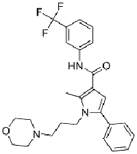 MC87041 2-Methyl-1-[3-(4-morpholinyl)propyl]-5-phenyl-N-[3-(trifluoromethyl)phenyl]-1H-pyrrole-3-carboxamide 883031-03-6 2-Methyl-1-[3-(4-morpholinyl)propyl]-5-phenyl-N-[3-(trifluoromethyl)phenyl]-1H-pyrrole-3-carboxamide