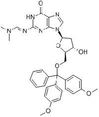 MC95220 5'-O-(DIMETHOXYTRITYL)-N2-(DIMETHYLAMINOMETHYLIDENE)-3'-DEOXYGUANOSINE 172361-60-3 5'-O-(DIMETHOXYTRITYL)-N2-(DIMETHYLAMINOMETHYLIDENE)-3'-DEOXYGUANOSINE