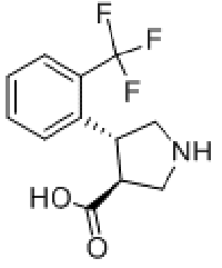 MC90647 (3S,4R)-4-(2-(TRIFLUOROMETHYL)PHENYL)PYRROLIDINE-3-CARBOXYLIC ACID 1049978-59-7 (3S,4R)-4-(2-(三氟甲基)苯基)吡咯烷-3-羧酸