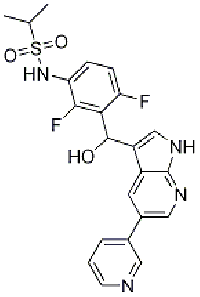 MC87268 N-(2,4-difluoro-3-(hydroxy(5-(pyridin-3-yl)-1H-pyrrolo[2,3-b]pyridin-3-yl)Methyl)phenyl)propane-2-sulfonaMide 918523-56-5 N-(2,4-difluoro-3-(hydroxy(5-(pyridin-3-yl)-1H-pyrrolo[2,3-b]pyridin-3-yl)Methyl)phenyl)propane-2-sulfonaMide