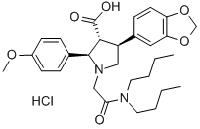 MC84219 (2R,3R,4S)-4-(1,3-Benzodioxol-5-yl)-1-[2-(dibutylamino)-2-oxoethyl]-2-(4-methoxyphenyl)pyrrolidine-3-carboxylic acid hydrochloride 195733-43-8 (2R,3R,4S)-4-(1,3-苯并二氧戊环-5-基)-1-[2-(二丁基氨基)-2-氧代乙基]-2-(4-甲氧基苯基)吡咯烷-3-羧酸盐酸盐