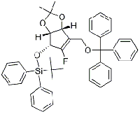 MC76610 4H-Cyclopenta-1,3-dioxole, 4-[[(1,1-diMethylethyl)diphenylsilyl]oxy]-5-fluoro-3a,6a-dihydro-2,2-diMethyl-6-[(triphenylMethoxy)Methyl]-, (3aR,4R,6aR)- 805245-41-4 RX-3117中间体