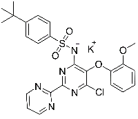 MC64287 N-[6-Chloro-5-(2-methoxyphenoxy)[2,2'-bipyrimidin]-4-yl]-4-(1,1-dimethylethyl)benzenesulfonamide potassium salt 301646-59-3 N-[6-氯-5-(2-甲氧基苯氧基)[2,2'-二嘧啶]-4-基]-4-叔丁基苯磺酰胺钾盐
