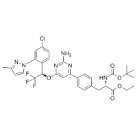 MC82030 L-Phenylalanine, 4-[2-amino-6-[(1R)-1-[4-chloro-2-(3-methyl-1H-pyrazol-1-yl)phenyl]-2,2,2-trifluoroethoxy]-4-pyrimidinyl]-N-[(1,1-dimethylethoxy)carbonyl]-, ethyl ester 1125828-44-5 L-Phenylalanine, 4-[2-amino-6-[(1R)-1-[4-chloro-2-(3-methyl-1H-py