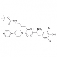 MC84322 Carbamic acid, [5-[[2-amino-3-(3,5-dibromo-4-hydroxyphenyl)-1-oxopropyl]amino]-6-oxo-6-[4-(4-pyridinyl)-1-piperazinyl]hexyl]-, 1,1-dimethylethyl ester, [S-(R*,S*)]- (9CI) 204693-44-7 Carbamic acid, [5-[[2-amino-3-(3,5-dibromo-4-hydroxyphenyl)-1-ox