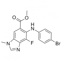 MC81587 methyl 5-(4-bromophenylamino)-4-fluoro-1-methyl-1H-benzo[d]imidazole-6-carboxylate 1000340-06-6 methyl 5-(4-bromophenylamino)-4-fluoro-1-methyl-1H-benzo[d]imidazole-6-carboxylate