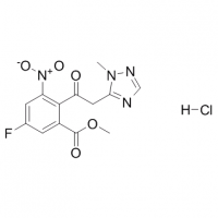 MC82837 Benzoic acid,5-fluoro-2-[2-(1-methyl-1H-1,2,4-triazol-5-yl)acetyl]-3-nitro-,methyl ester, (hydrochloride)(1:1) 1322616-35-2 Benzoic acid,5-fluoro-2-[2-(1-methyl-1H-1,2,4-triazol-5-yl)acetyl]-3-nitro-,methyl ester, (hydrochloride)(1:1)