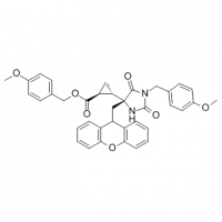 MC84301 Cyclopropanecarboxylic acid, 2-[(4R)-1-[(4-methoxyphenyl)methyl]-2,5-dioxo-4-(9H-xanthen-9-ylmethyl)-4-imidazolidinyl]-, (4-methoxyphenyl)methyl ester, (1S,2S)- 203209-15-8 Cyclopropanecarboxylic acid, 2-[(4R)-1-[(4-methoxyphenyl)methyl]-2,5-dioxo
