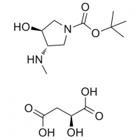MC82502 Butanedioic acid, 2-hydroxy-, (2S)-, compd. with (3S,4S)-1,1-dimethylethyl 3-hydroxy-4-(methylamino)-1-pyrrolidinecarboxylate (1:1) 1233960-11-6 Butanedioic acid, 2-hydroxy-, (2S)-, compd. with (3S,4S)-1,1-dimethylethyl 3-hydroxy-4-(methylamino)-1