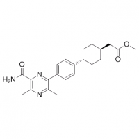 MC82171 Cyclohexaneacetic acid, 4-[4-[6-(aminocarbonyl)-3,5-dimethyl-2-pyrazinyl]phenyl]-, methyl ester, trans- 1166831-68-0 Cyclohexaneacetic acid, 4-[4-[6-(aminocarbonyl)-3,5-dimethyl-2-pyrazinyl]phenyl]-, methyl ester, trans-