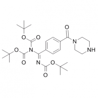 MC83056 Imidodicarbonic acid, 2-[[[(1,1-dimethylethoxy)carbonyl]imino][4-(1-piperazinylcarbonyl)phenyl]methyl]-, 1,3-bis(1,1-dimethylethyl) ester 1379574-12-5 Imidodicarbonic acid, 2-[[[(1,1-dimethylethoxy)carbonyl]imino][4-(1-piperazinylcarbonyl)phenyl]m