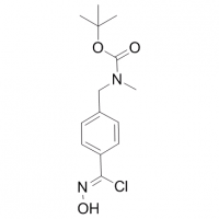 MC83264 Carbamic acid, N-[[4-[chloro(hydroxyimino)methyl]phenyl]methyl]-N-methyl-, 1,1-dimethylethyl ester 1428935-49-2 Carbamic acid, N-[[4-[chloro(hydroxyimino)methyl]phenyl]methyl]-N-methyl-, 1,1-dimethylethyl ester