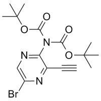 MC82492 Imidodicarbonic acid, 2-(5-bromo-3-ethynyl-2-pyrazinyl)-, 1,3-bis(1,1-dimethylethyl) ester 1232423-55-0 Imidodicarbonic acid, 2-(5-bromo-3-ethynyl-2-pyrazinyl)-, 1,3-bis(1,1-dimethylethyl) ester