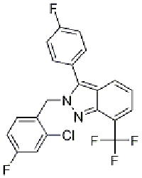 MC81052 2H-Indazole, 2-[(2-chloro-4-fluorophenyl)Methyl]-3-(4-fluorophenyl)-7-(trifluoroMethyl)- 875787-07-8 2-[(2-氯-4-氟苯基)甲基]-3-(4-氟苯基)-7-(三氟甲基)-2H-吲唑